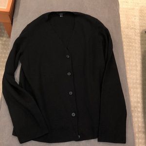 COS black vneck wool cardigan medium